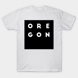 Oregon | Black square letters T-Shirt